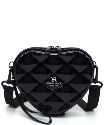 ABS Plastic Heart Mini Crossbody Bag PC715 BLACK